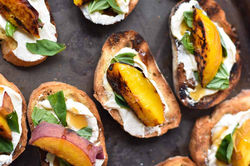 Balsamic Peach Basil Bruschetta